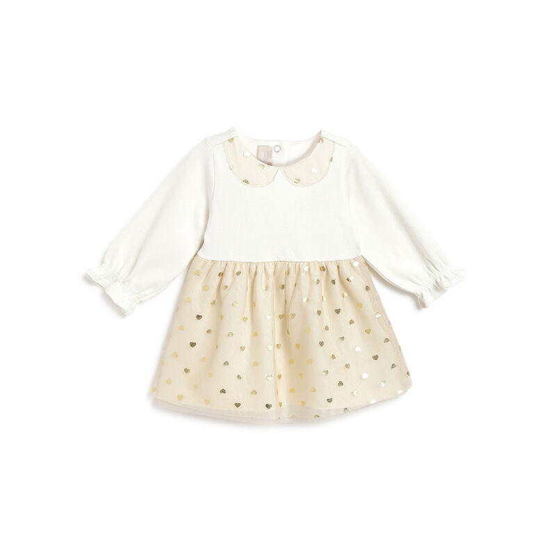 Girls Light Natural Printed Long Sleeve Dress image number 0